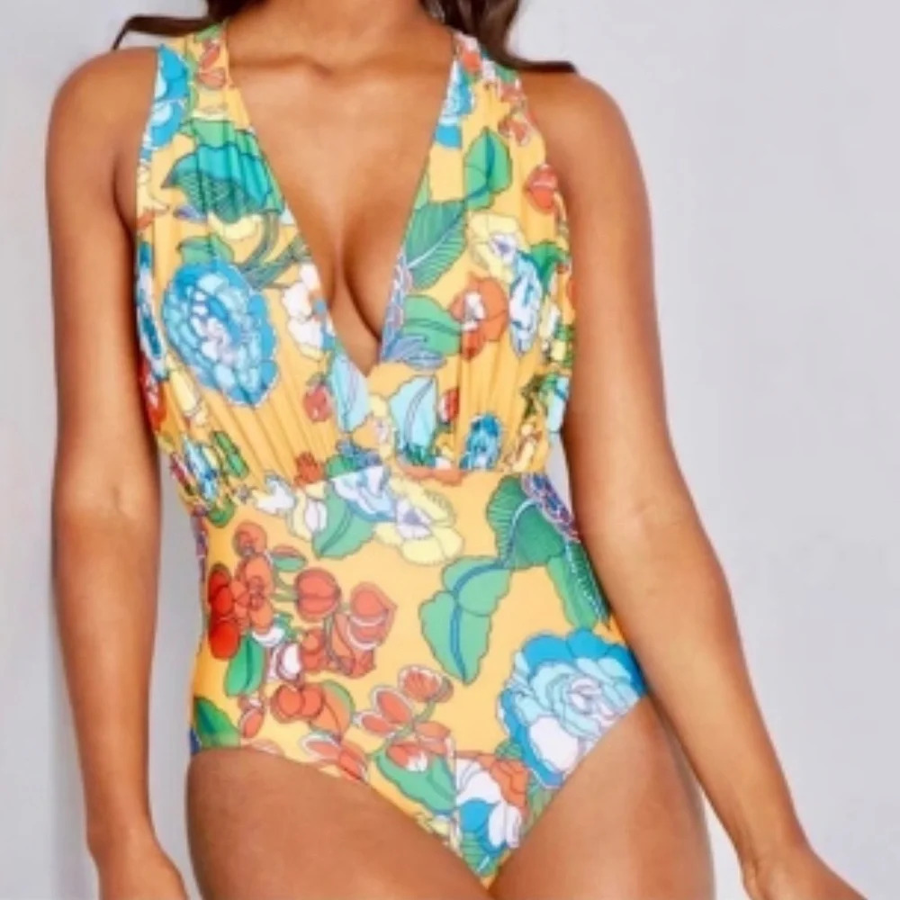 ModCloth Tropical Floral One Piece Swimsuit Size Small